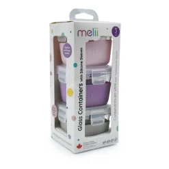 Melii Glass Containers with Silicone Sleeve 3 Pack