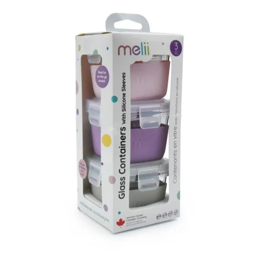 Melii Glass Containers with Silicone Sleeve 3 Pack