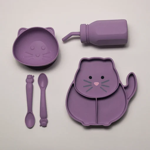 Melii Silicone 5 Piece Feeding Gift Set - Cat