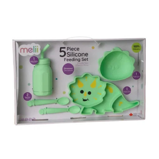 Melii Silicone 5 Piece Feeding Gift Set - Dinosaur