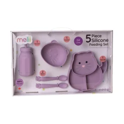 Melii Silicone 5 Piece Feeding Gift Set - Cat