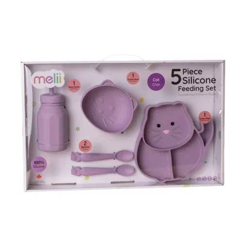 Melii Silicone 5 Piece Feeding Gift Set - Cat