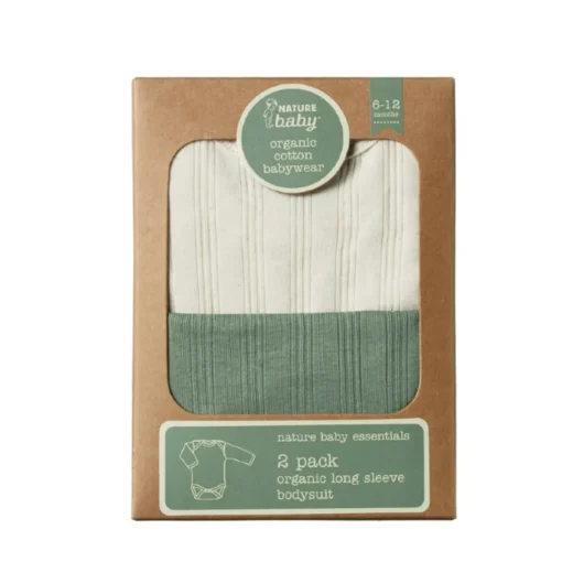 Nature Baby Organic Cotton Derby Rib Bodysuit - 2 pack