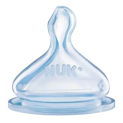 NUK Wide Neck Silicone Teat - Small Hole - 2pk