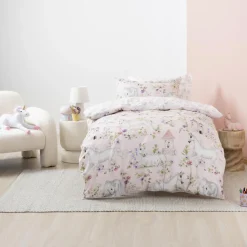 Squiggles Cotton Duvet Cover Set - Unicorn Blossom