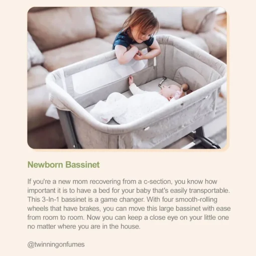 Unilove Hug Me Plus 3-in-1 Bedside Bassinet with Mosquito Net