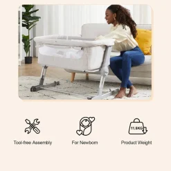 Unilove Hug Me Plus 3-in-1 Bedside Bassinet with Mosquito Net