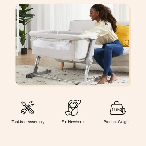 Unilove Hug Me Plus 3-in-1 Bedside Bassinet with Mosquito Net
