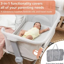 Unilove Hug Me Plus 3-in-1 Bedside Bassinet with Mosquito Net