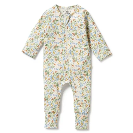Wilson + Frenchy Long Sleeve Organic Zipsuit with feet