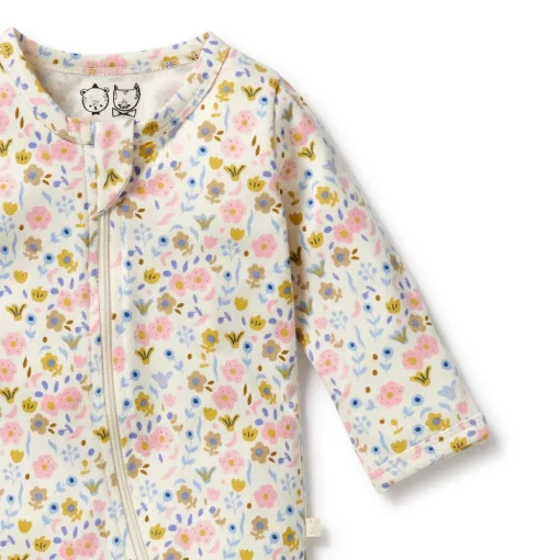 Wilson + Frenchy Long Sleeve Organic Zipsuit with feet