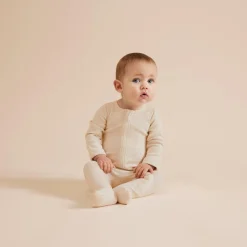 Wilson & Frenchy Organic Stripe Rib Zipsuit with Feet