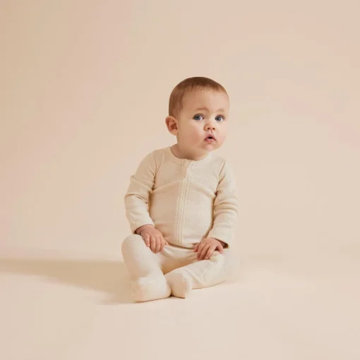 Wilson & Frenchy Organic Stripe Rib Zipsuit with Feet